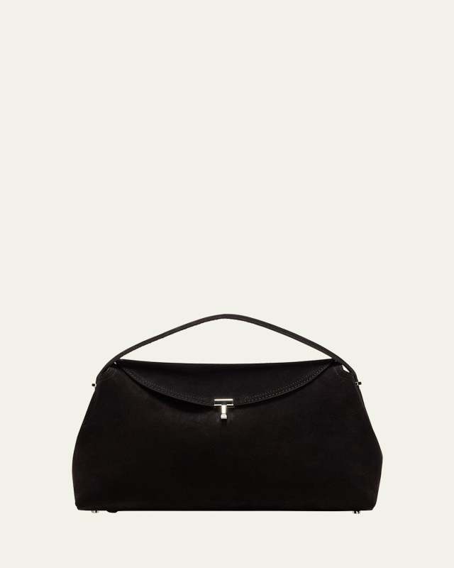 T-Lock Suede Top-Handle Bag